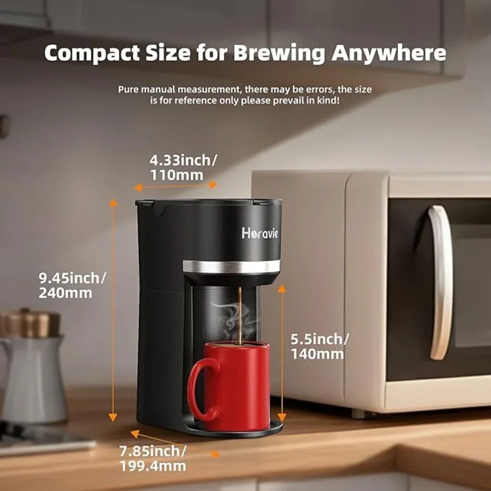 🆕Single Serve Coffee Maker–K-Pod & Ground Coffee Compatible – 6–12oz Brew BLACK